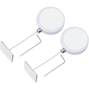 PATIKIL 5 Ft Retractable Remote Control Tether, 2 Pcs Round Security Cable Lanyard Lock with Double Sided Adhesive for TV Remote Control Gaming Controller, White(Square Iron Cap)