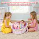 ARTST Reborn Baby Doll Accessories with Bassinet, Rainbow Unicorn Doll Clothes Outfit Set for 17-22 inch Newborn Babies,Realistic Toy for 3-12 Girls Boys(NO Doll)