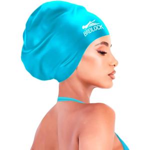 Extra Large Swim Cap for Long Hair and Braids, Swimming Cap for Women Dreadlocks Thick Curly Hair Waterproof Silicone Swim Caps Keep Your Hair Dry