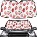 Watercolor Strawberry Windshield Sun Shade for Car Auto SUV Truck Foldable Front Window Sunshade Sun Visor Protector Block UV Rays Reflect Heat, 55" x 28"