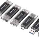 Vansuny 5 Pack 128GB USB C Flash Drive 2 in 1 OTG USB 3.0+USB C Memory Stick with Keychain Thumb Drive Photo Stick Jump Drive for Android Smartphones, Computers, MacBook, Tablets, PC