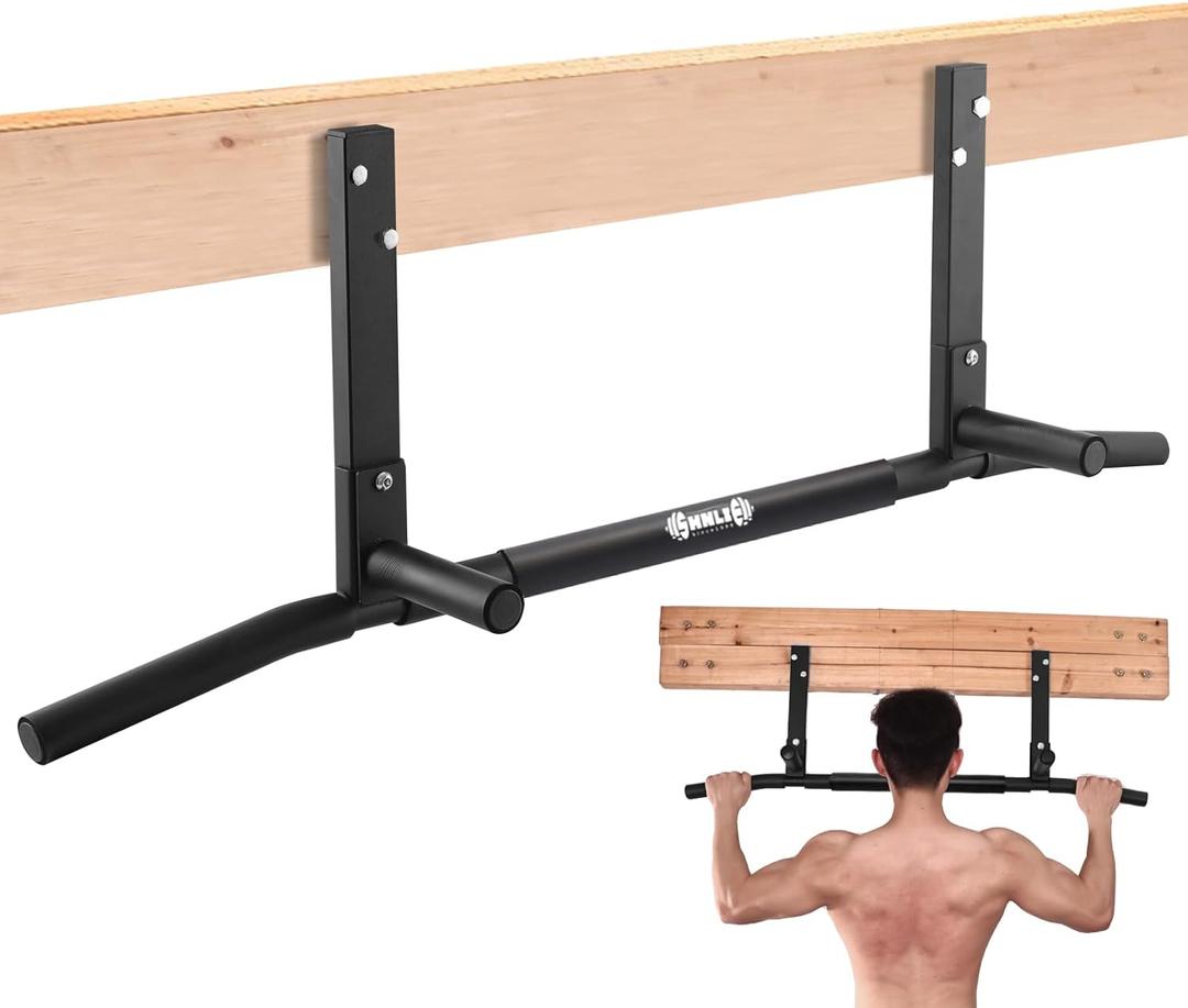Joist Mounted Pull Up Bar, Ceiling Mount Chin Up Bar for Home Gym, Beam, Rafter, Easy installation, 42" Wide Bar (Black)