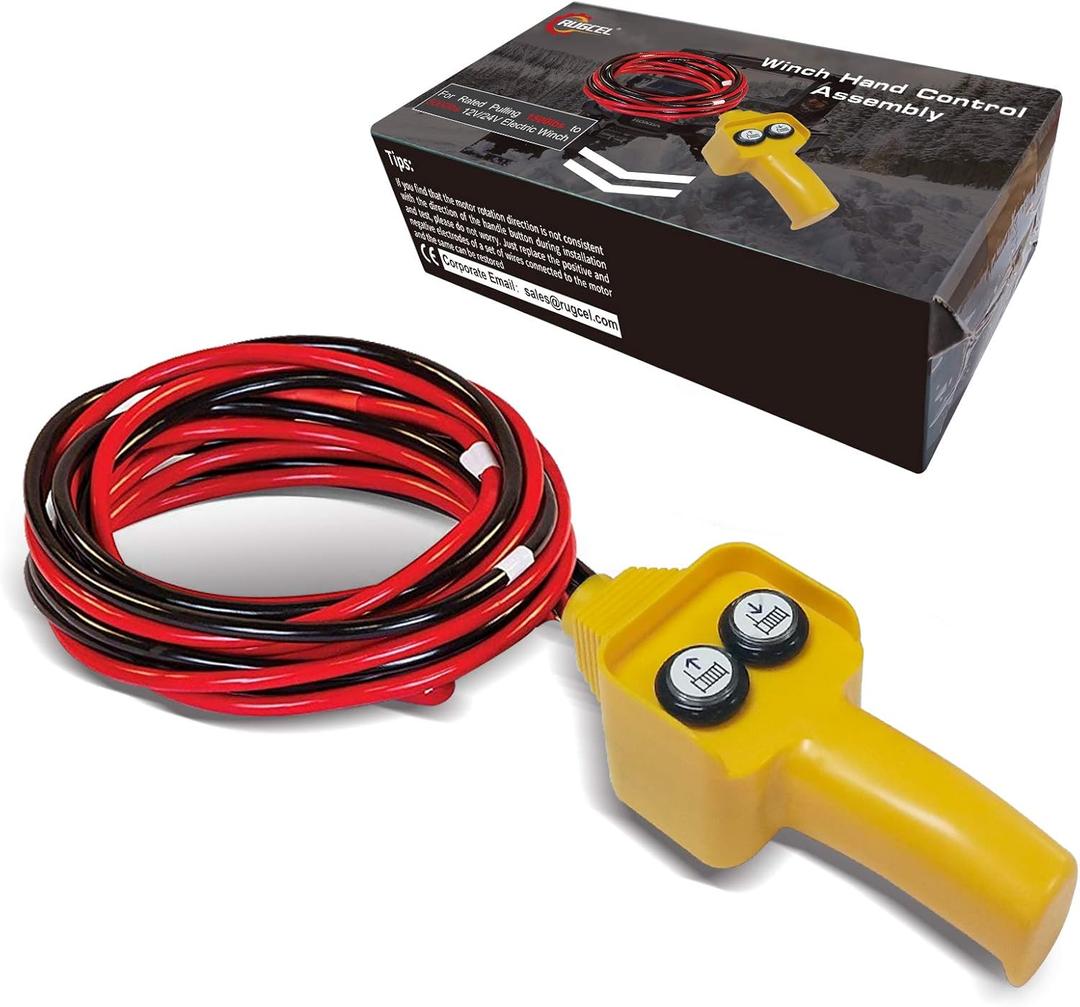 RUGCEL WINCH Winch Hand Control Assembly (Yellow) - 12V Electric Winch Replacement Part for 1500lbs-5000lbs Rated Pulling Winches