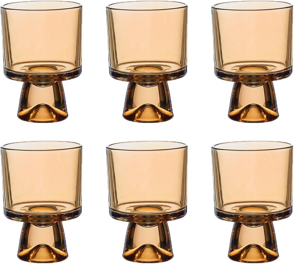 8 oz Glass Dessert Cups (Set of 5): Exquisite dessert cups for pudding, sundae, ice cream, cake, fruits, salads and cocktails - Also perfect for use as trifle bowls. (amber)