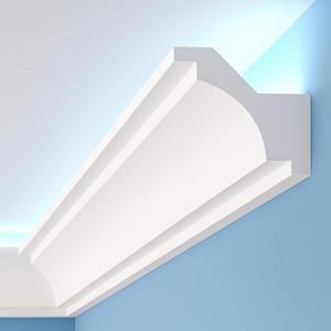 9 Pcs 47.24(Total 35.4 Ft) Ceiling Crown Molding with LED Duct Kit for Seamless Ambient Accent Lighting Waterproof Channel for Easy LED Trim Moulding Strip Installation(9pcs,Rear Groove)