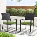 Basic Beyond Outdoor Chair Cushions for Patio Furniture, Waterproof Outdoor Seat Cushions Set of 4 19 x 19, Patio Chair Cushions Set of 4 with Ties and Handle, Grass Green/White