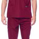 Dagacci Scrubs for Men Set - V-Neck Scrub Top and Cargo Pants - 8 Pockets Men Scrubs Set (Large, Burgundy)