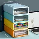Desk Organizer with Drawers, Stackable Storage Drawers with Compartments Desktop Organization for Office Supplies, Makeup, Pencils, Tape, Erasers, Paperclips, Chargers (4 Pack)