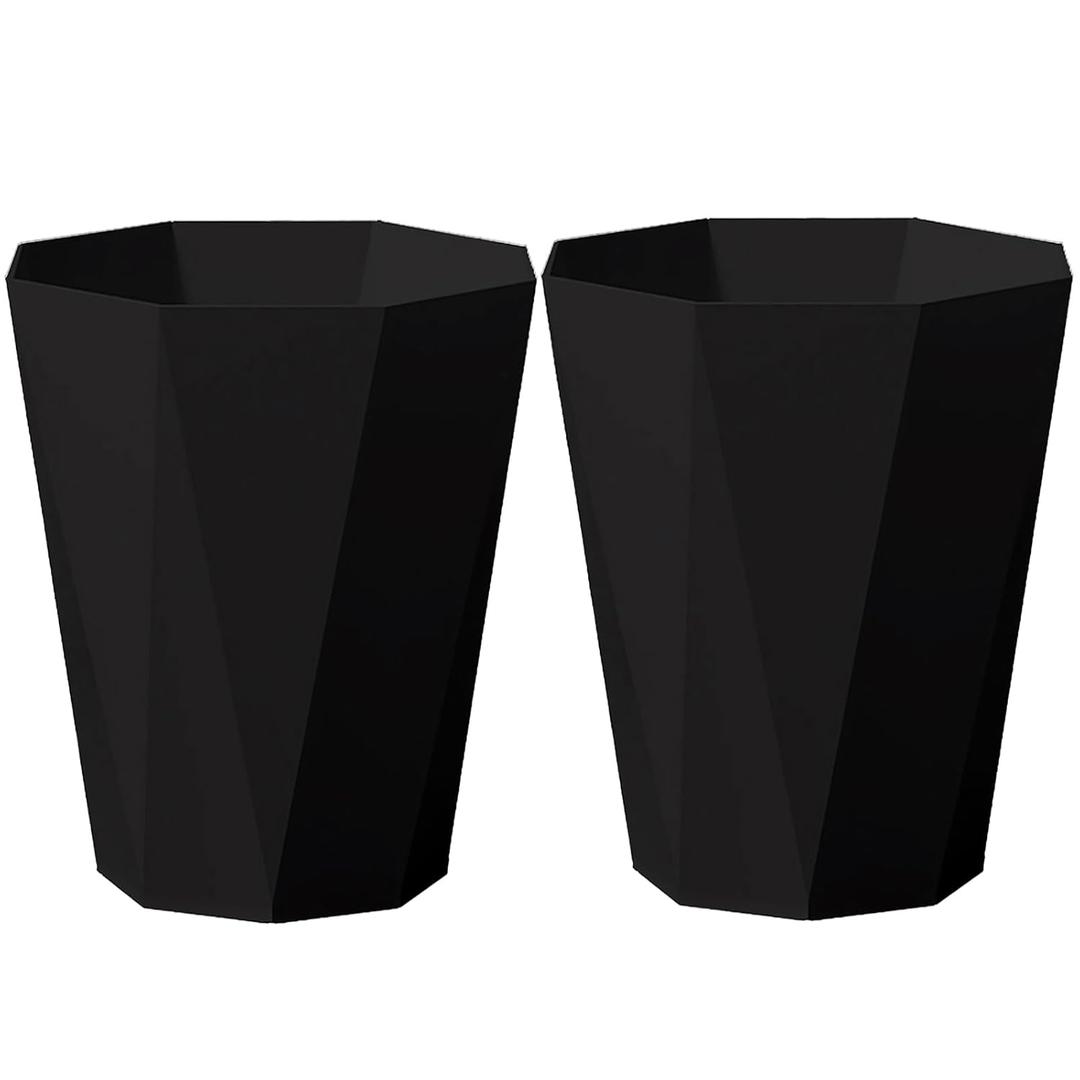 Trash Can Bathroom Garbage Can 2.6 Gallon Plastic Waste Basket for Office Bedroom Kitchen, 2 Pack Black (BK)