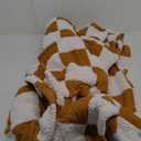 CozeCube Super Soft Fullfy Microfiber Reversible Knitted Blankets, Warm Cozy Fuzzy Plush Throw, Orange and White Checkered Throw Blanket for Couch Bed Sofa, 50" x 60"