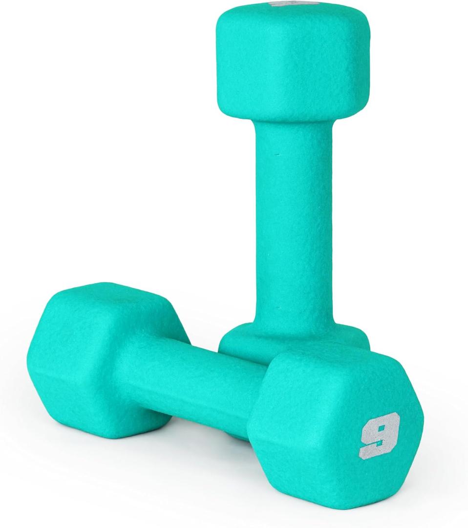 CAP Barbell Neoprene Dumbbell Weights, 9 lb Pair, Mint
