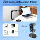 BZE Universal Retractable Magic Arm Clamp 11.8-15 Inch, Webcam Stand1/4" & 3/8" Thread with Phone Mount, Adjustable Camera Arm for Camera Lighting Mounting, Webcam, Action Camera, Smartphone (Blue)