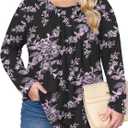 DOLNINE Plus-Size-Tops for Women Casual Crewneck Shirts Basic Long Sleeve Tee Tunics Trendy Pleated Blouses (XX-Large)