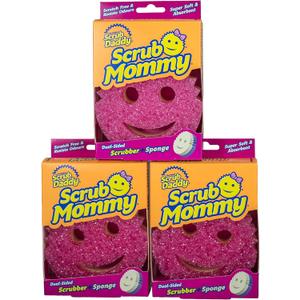 Scrub Daddy Scrub Mommy Dual Sided Cleaning Sponge 3 Pack - Firm Scrubber and Gentle Sponge - Pink