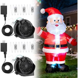 2 Pack 1.2A Inflatable Fan Replacement - 3000RPM Air Blower for Inflatables, Blower Fan with 1.5A Adapter 3-LED White Lights for Christmas Outdoor Blow Up Yard Decorations Gifts