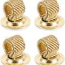 PATIKIL 2Pcs Pen Holder Clips, Metal Pen Clip Holder Adjustable Loop Pen Pencil Organizer with Rotatable Spring Loop for Notebook, Clipboard, Gold Tone