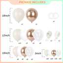 RUBFAC White and Champagne Gold Balloons Arch Kit, White Sand Metallic Party Balloon Different Sizes for Birthday Wedding Baby Shower Engagement Anniversary Decorations, 144pcs
