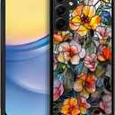 CARLOCA Compatible with Samsung Galaxy A15 Case Design for Girl Shockproof Anti-Scratch Hard PC Back Case Esthetics Fashion Pattern Colorful Flowers 3D Mosaic Vintage