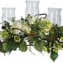 Nearly Natural 4634-CR Hydrangea Triple Candleabrum Centerpiece, Cream 29" x 10.25" x 10.25"