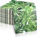 Tudomro 100 Pcs Tropical Palm Leaf Napkins Disposable Hawaiian Luau Aloha Paper Decorative Green Leaf Napkins for Bathroom Wedding Holiday Tropical Theme Birthday Party Baby Shower Favors Supplies