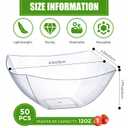 Tanlade 50 Pcs Square Plastic Serving Bowls Disposable Snack Salad Bowl Small Party Candy Bar Containers Taco Bar Serving Dishes for Buffet Chips Fruit (12 oz,Clear)