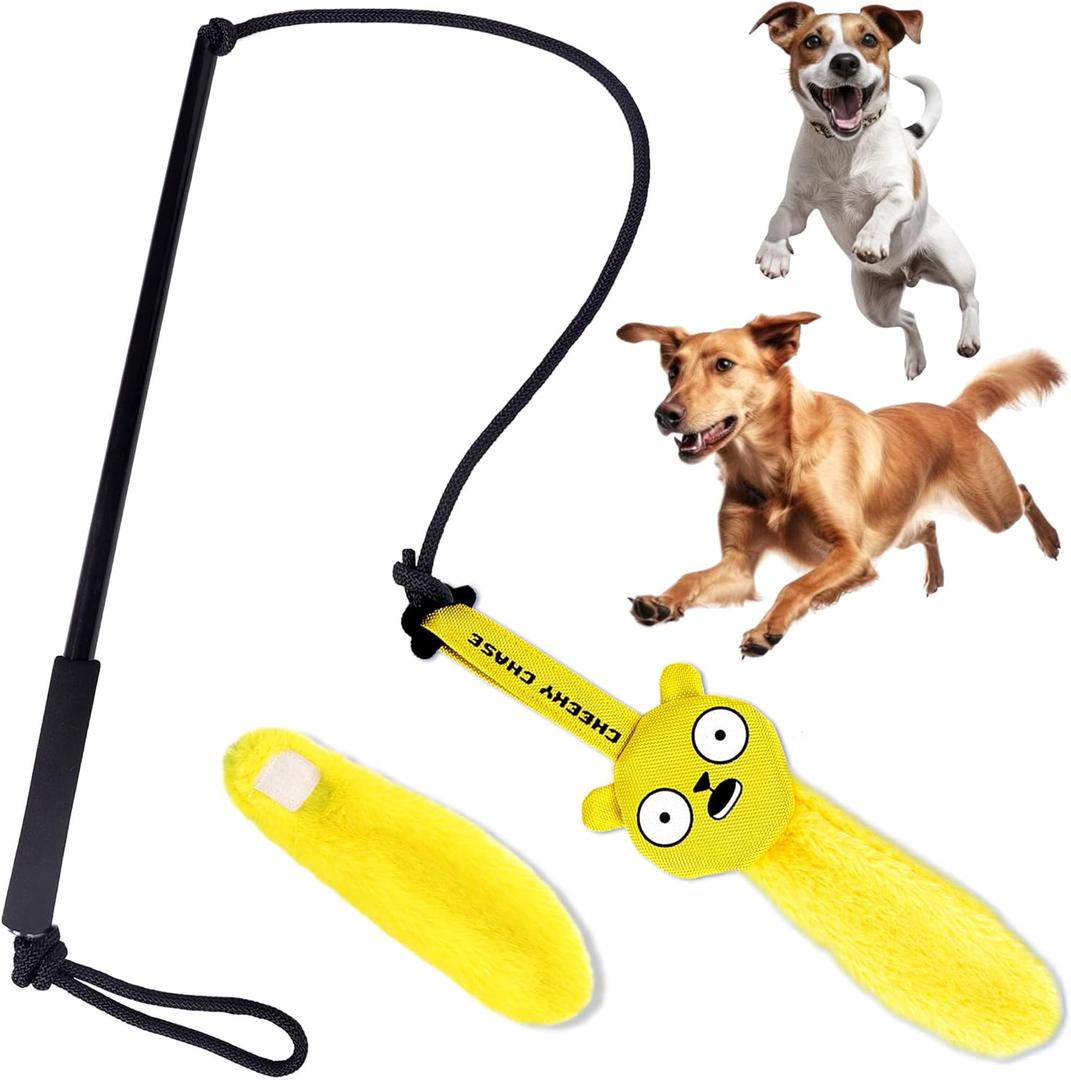 Race&Herd Cheeky Chase Flirt Pole for Dogs Heavy Duty - Flirt Pole for Dog Heavy Duty, Catch Rod for Pet Fishing Toy, Tug of War Dog Toy for Aggressive Chewers, Dog Rope Toys for Medium Dogs