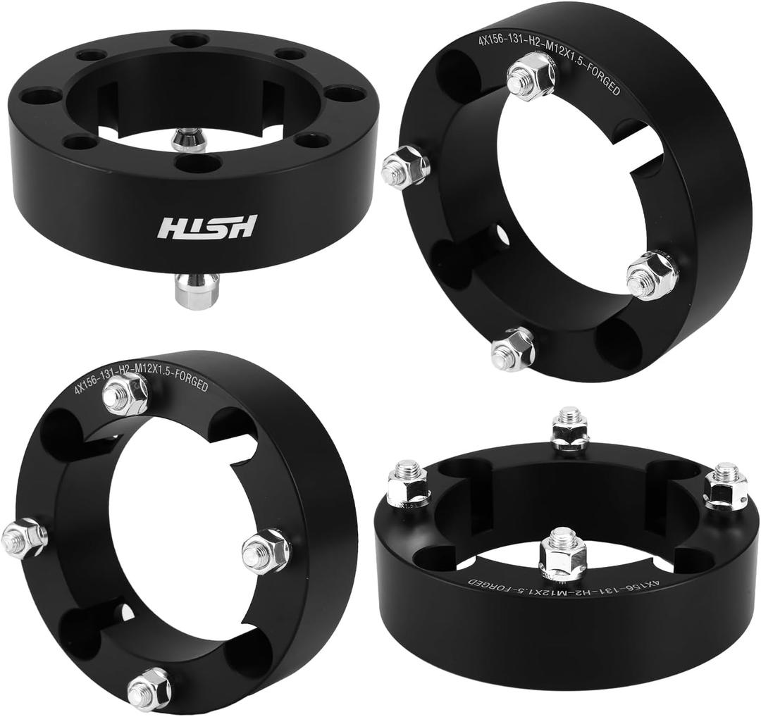 HISH 4x156 Wheel Spacers, 2 Inch ATV Wheel Spacers with 12x1.5 Studs 131mm Hub Bore, Fit for 2013+ Polaris Ranger, 2014+ Polaris RZR XP 1000, 2015+ Polaris RZR, Set of 4