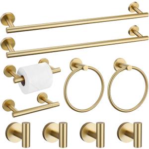 10 Pieces Brushed Gold Bathroom Hardware Towel Bar Set for Bathroom Wall, 23.6Inch Bathroom Accessories Set Upgraded Bathroom Towel Holder, Stainless Steel Towel Racks Bathroom Wall Mounted