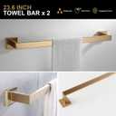 Lava Odoro 5-Piece Towel Bar Set Champagne Gold, Modern Brushed Gold Bathroom Hardware Accessories Set 23.6 Inch Towel Rack Set SUS304 Stainless Steel Wall Mounted (Champagne Gold, 5-Piece)