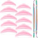 52 Pieces Eyelash Lift Tools, 50 Pieces Silicone Eyelash Pads with 2 Stainless Steel Perm Tool Separator Lash Lift Shields with Comb, Curlers for Extension(Pink, Colorful)