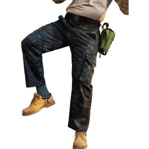Men's Hiking Tactical Pants Lightweight Work Cargo Pants Waterproof Outdoor Trousers Pants for Men (Black, L)