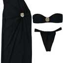 SOLY HUX Women's 2 Piece Swimsuit Bandeau Bikini Set Bathing Suit with Cover Up Dress M