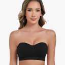 ANGOOL Strapless Bras for Women Wirefree Non-Slip Tube Top Invisible Bralette Seamless Padded Bandeau Bra, M