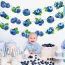 Blueberry Party Banners 3Pcs Berry Sweet Birthday Decorations Blueberry Cutout Banners Pre-Strung Berry Themed Baby Shower Decorations for Boys Girls Summer Fruit Birthday Party Supplies