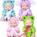 Hanaive 4 Pcs 4 Inch Mini Baby Dolls Lifelike Realistic Baby Dolls Animal Clothes Cute Tiny Gifts for Kids Birthday Party(Robe Style)