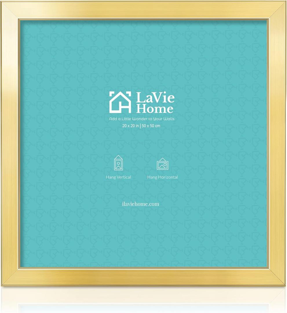 LaVie Home 20 x 20 Picture Frame, Square Poster Frame with High Definition Plexiglass, Horizontal or Vertical Wall Gallery Poster Frames Suitable for Photos, Artworks, Posters,Puzzle, Gold 1pc