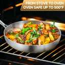 Inqibee 8.5 Inch Tri-Ply Stainless Steel Frying with Lid,Small Skillet,Induction Cooking Pan,Dishwasher and Oven Safe