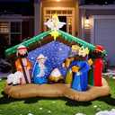 8 FT Christmas Inflatables Nativity Scene Outdoor Decorations, Christmas Blow Up Yard Decorations Nativity Sets for Garden Lawn Xmas Decor