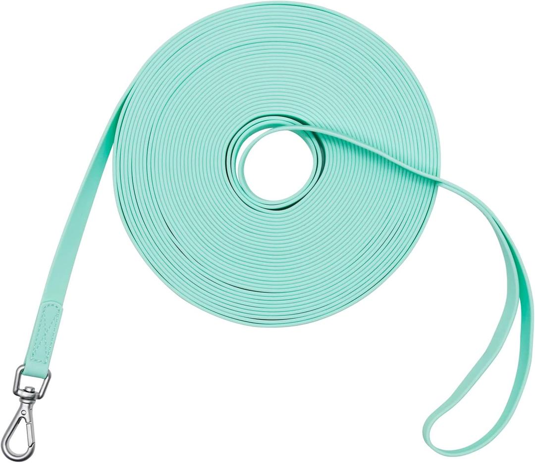 Waterproof Dog Training Leash Heavy Duty Recall Long Lead for Large Medium Small Dogs (30FT, Mint Green)