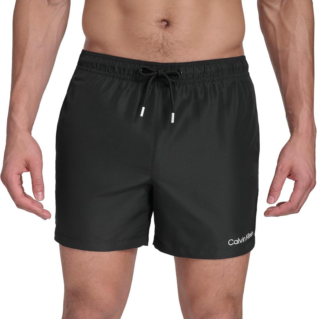 Calvin Klein Mens Volley Quick Dry Lightweight Swim Trunk (Medium, Black)