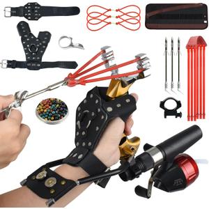 Slingshot,Wrist Support Rocket Fishing and Hunting,Dual Purpose Slingshot for Hunting Hand (gold left)