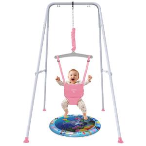 G TALECO Gear Baby Jumper with Stand,Baby Bouncer,Easy Set-Up,Baby Exerciser for Active Babies,Suitable for Indoor and Outdoor, Water Mat Include (Pink)