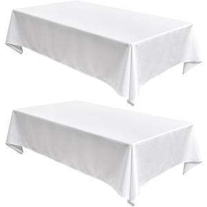 Fitable Faux Linen White Tablecloths 60 x 84 Inch - 2 Pack Textured Table Clothes for Rectangle Tables, Wrinkle-Proof Faux Burlap Table Covers for Dining, Farmhouse, Outdoor Picnic, Camping