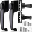 Novabright 2 Set Storm and Screen Door Push Button Latch, Fits Doors 5/8 1-1/4 Thick, Storm Screen Door Handle Replacement with Latch, Easy Installation, No Lock-Out, Aluminum Finish, Modern(Black)