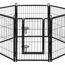DUMOS Dog Playpen 40 Inch 5 Panels Indoor Outdoor Metal Pet Fence / Foldable Dog Play Pen with Door, Portable Exercise RV Camping, Puppy Small Medium Large Dogs