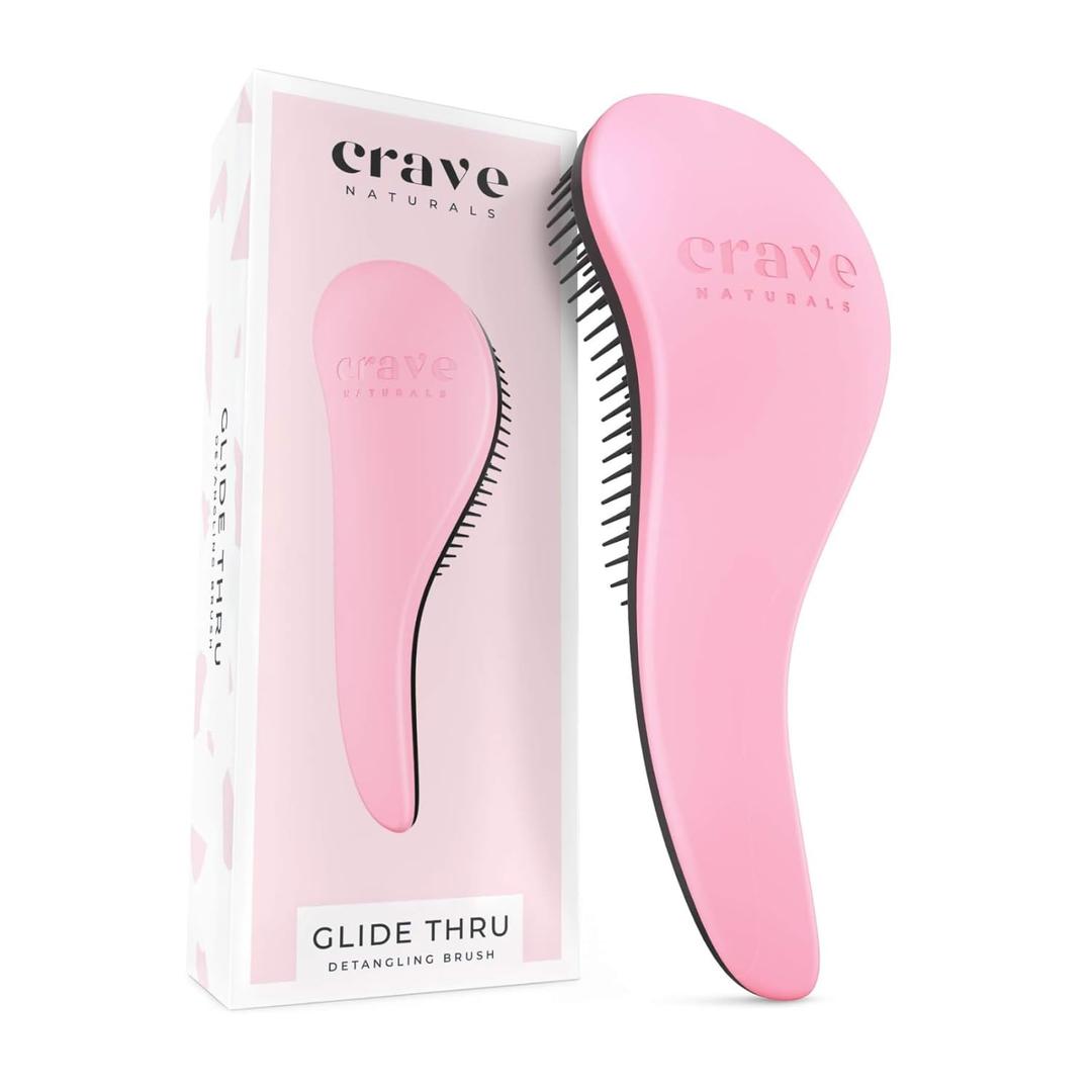 Crave Naturals Glide Thru Detangling Brush For Natural, Curly, Straight, Wet or Dry Hair - Gentle Detangler Brush Styling Tool for Adults, Kids, Toddlers and Little Girls - 7.5 x 3 in, Pink (1 Pack (Large))