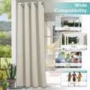 NICETOWN 2 Panels Weighted Patio Outdoor Curtains 95 inch Length, Home Fashion Microfiber Thermal Insulated Silver Stainless Steel Grommet Room Darkening Drapes for Terrace, Beige, W52 x L95