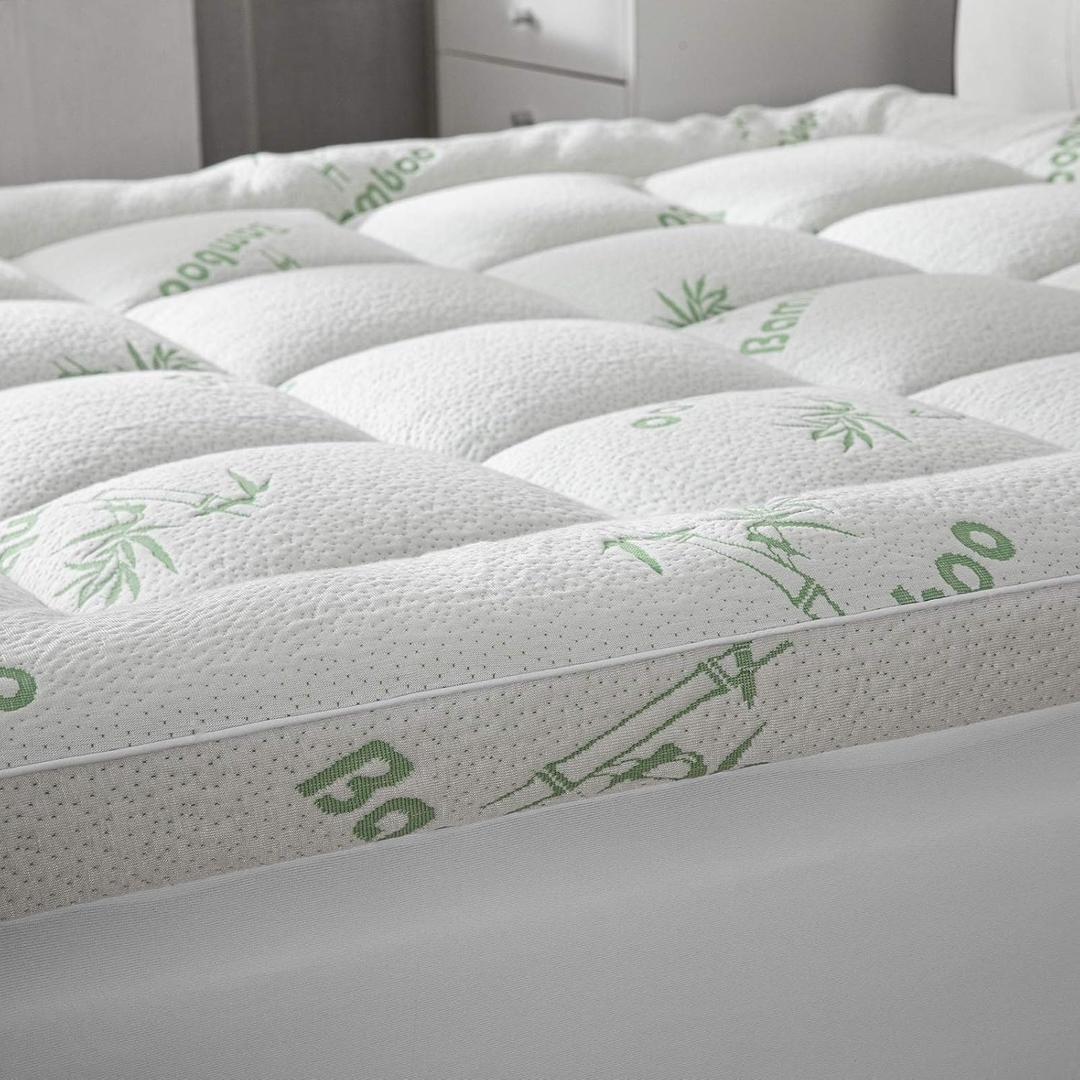 Cooling Mattress Topper - Short Queen Size | Plush Pad Mattress Topper for Back Pain Relief, 8-21" Deep Pocket | Viscose Made from Bamboo Pillow Top | Camper Bed Essentials | 60 x 75 Inch