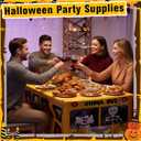 Peryiter 5.5 Ft Halloween Ghost Bus Theme Boo Party Spooky Bus Washable Fabric Polyester Rectangular Tablecloth Protector for Halloween Party Decoration