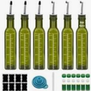 Eispap 6Pcs Green with Scale 8 oz Olive Oil Dispenser Bottle,250 ml Glass Oil and Vinegar Dispenser Set with Pourers and Funnel ，Oil Bottles for Kitchen Large Capacity Oil Bottles (6)